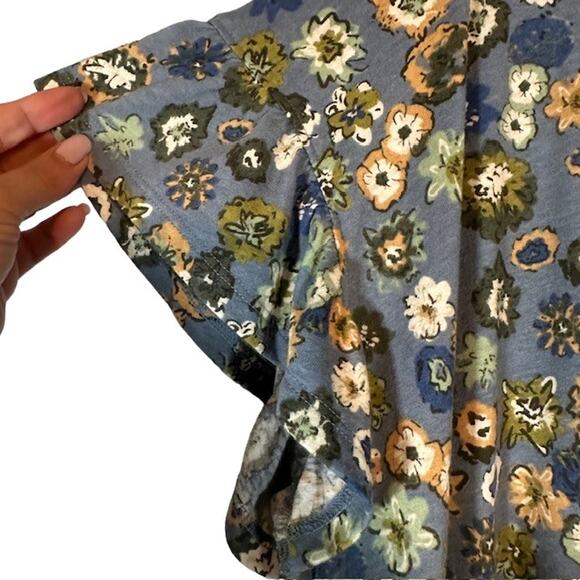 Sonoma Blue Floral Flutter Short Sleeve Scoop Neck T-Shirt Women Sz 0X - Picture 4 of 7